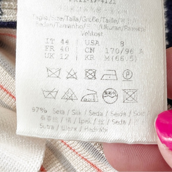 Authentic FENDI Tan Striped Cold Shoulder Mock Neck Sweater Top Size US 8 - Picture 14 of 14